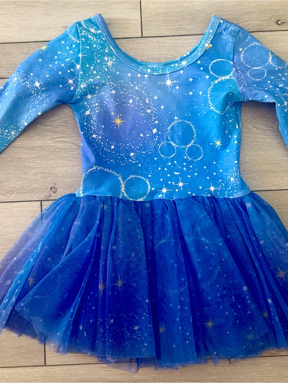 Wild Rich Kids Girls' Sparkle Blue Disney Anniversary Mesh Tulle Dress